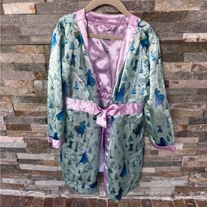 Frozen Blue and Pink Satin Robe with Tie